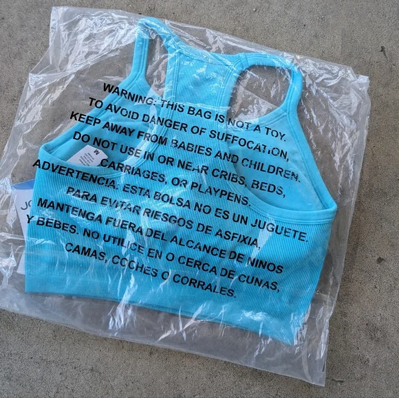 Jockey Essentials Cyan Blue Racerback Seamfree Jersey Ribbed Sports Bra NWT - Picture 12 of 12